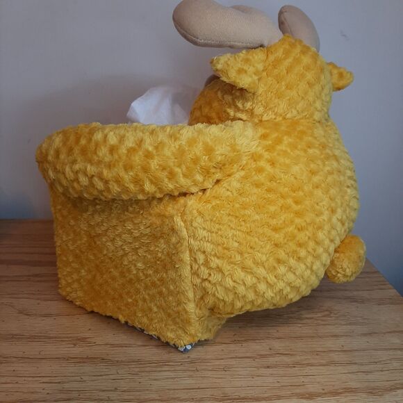 Vintage Plush Moose Tissue Box Holders / Cover Mustard Yellow - Picture 5 of 12